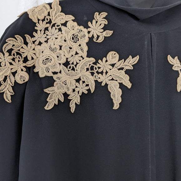 Black Jumpsuit with Cream Applique - Picture 4 of 5